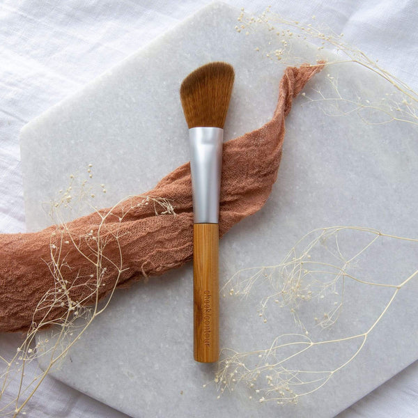 Cheek and Contour Brush - Zero Waste Makeup Brush, Vegan, Bamboo + Taklon