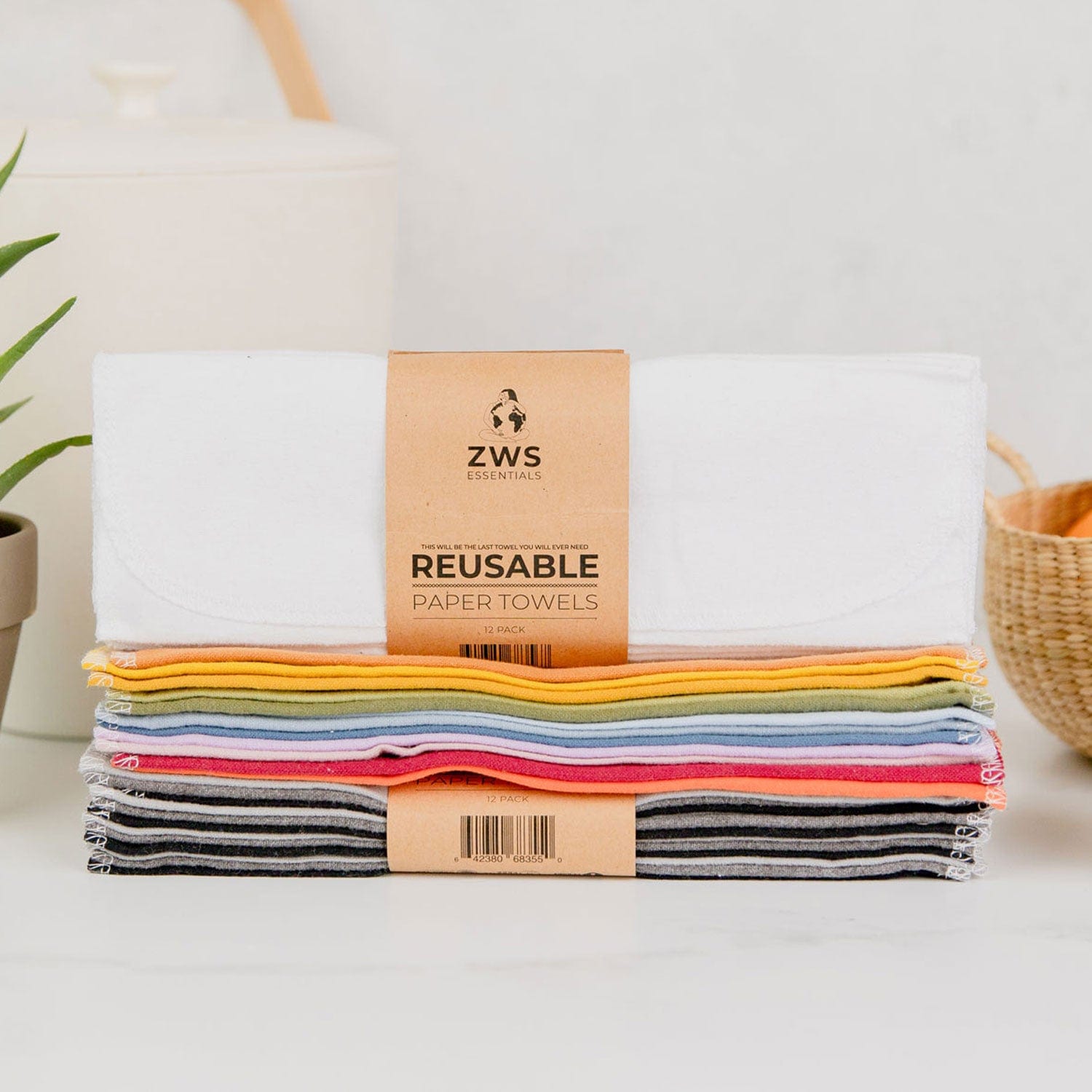 Reusable Paper Towels - 100% Organic Cotton, 12 Pack