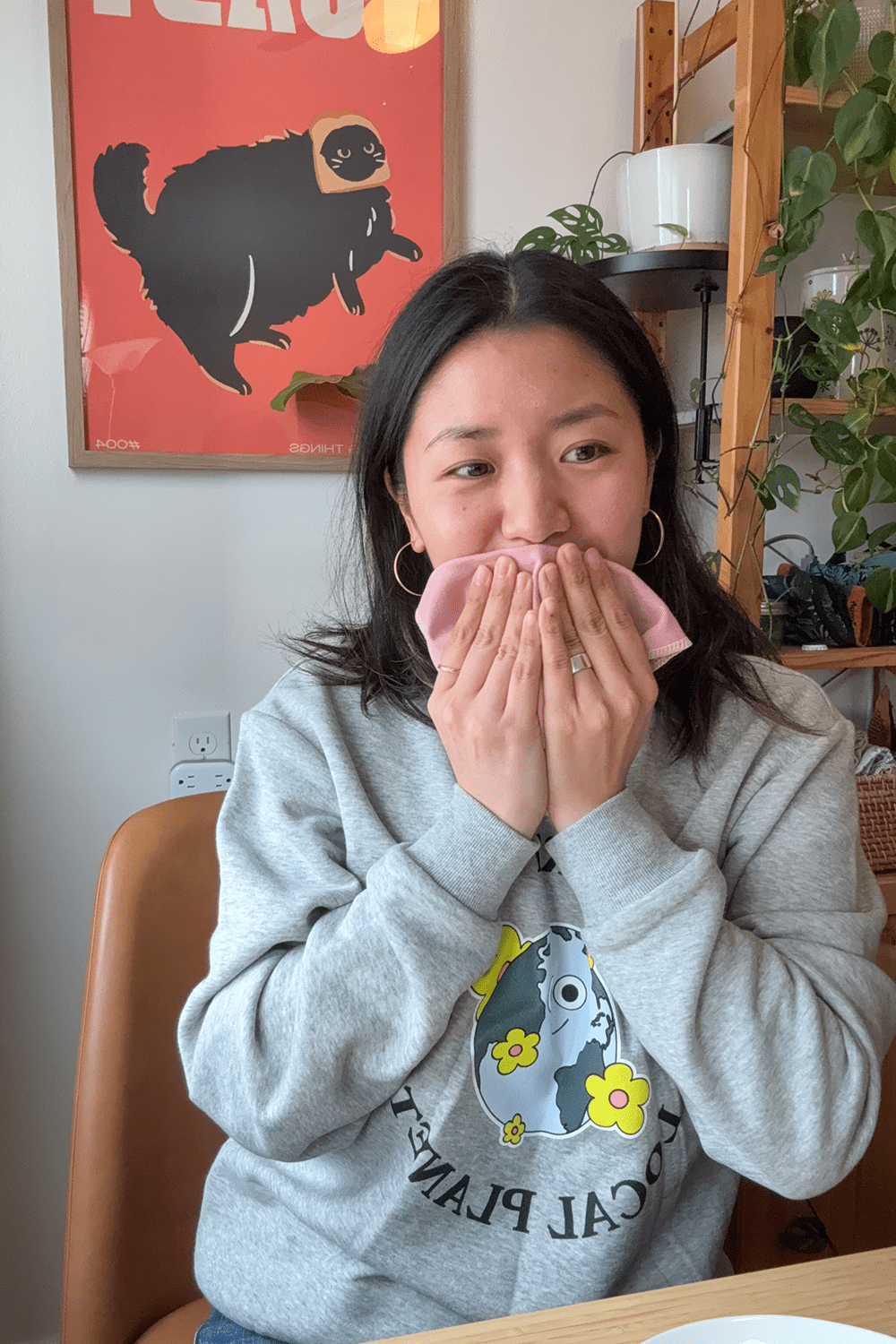 girl wiping her face with reusable paper-towels girl wiping her face with reusable paper-towels