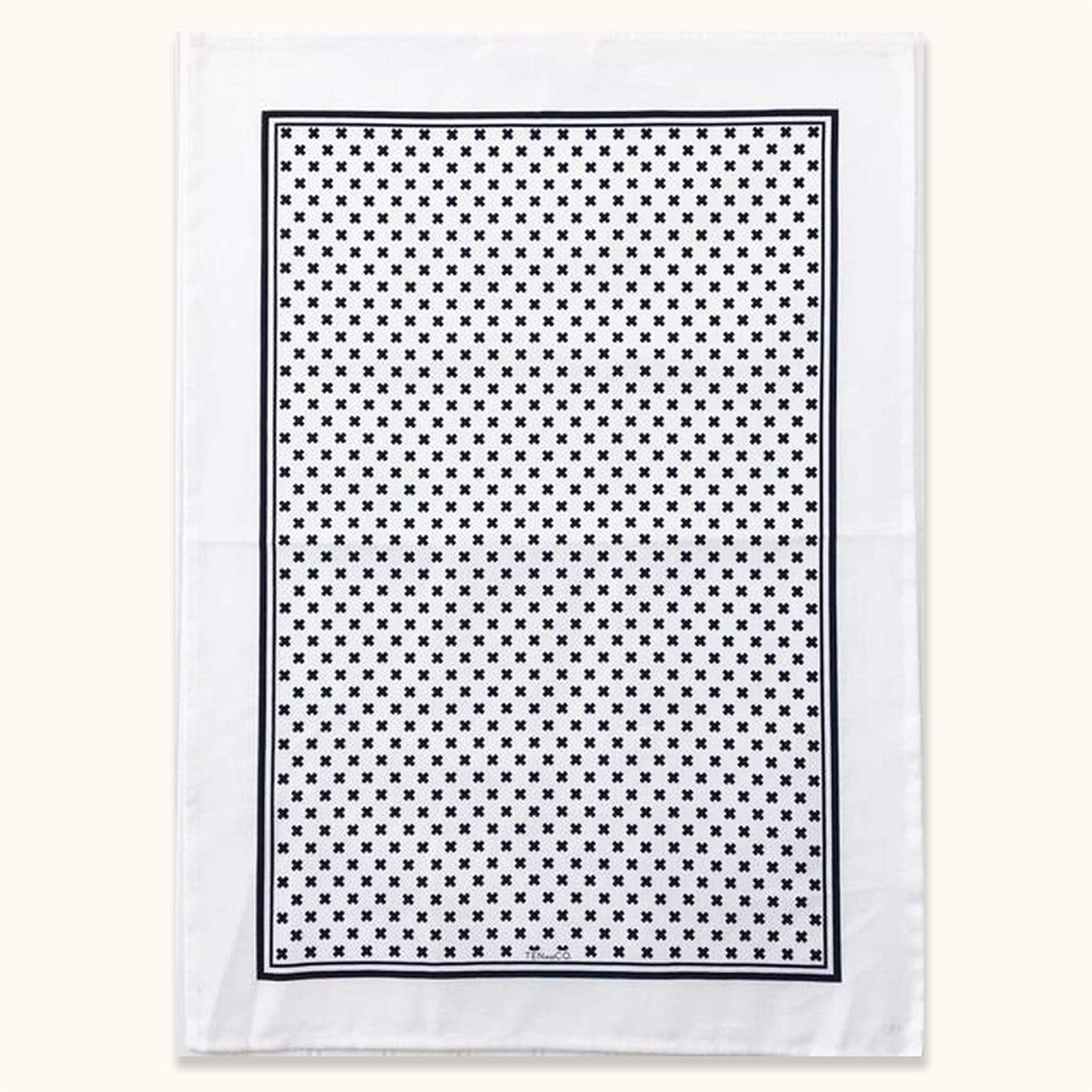 Tea Towel with black X's inside black border