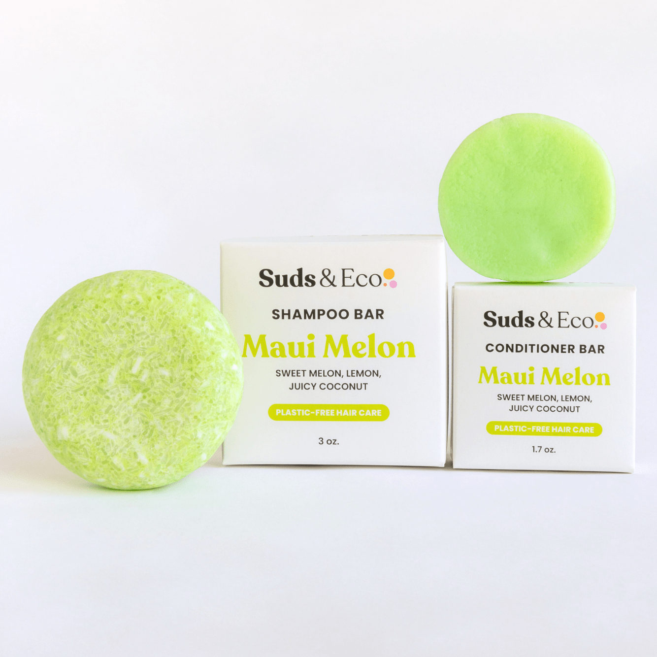 Maui Melon Shampoo Conditioner Bars Suds&Eco-Shampoo&ConditionerDuo-MauiMelon.png__PID:2897409b-68c2-4a22-b841-9b820cf87cfd